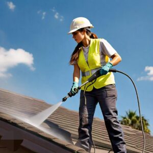 Roof pressure washing in Texas